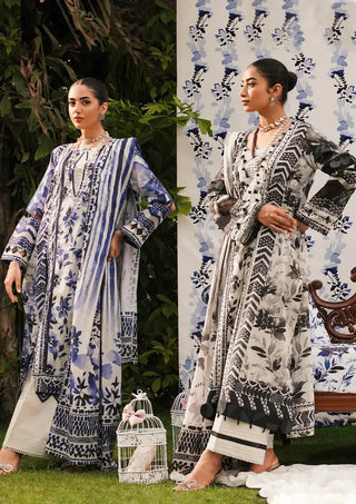 Shadow Sisters Blue and White Lawn Suit- Elaf Prints Collection 2024