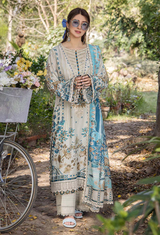 Adan Libas Jasmine Unstitched Lawn Collection- Creme Suit