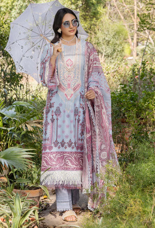 Adan's Libas Jasmine Unstitched Lawn Collection- Sky Blue