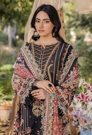 Adan's Libas Jasmine Unstitched Lawn Collection- Black Suit