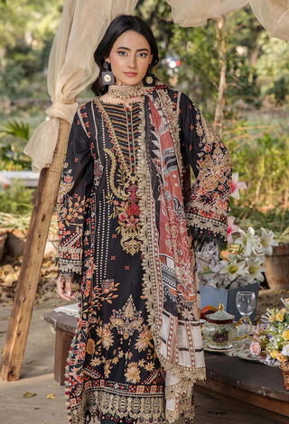 Adan's Libas Jasmine Unstitched Lawn Collection- Black Suit