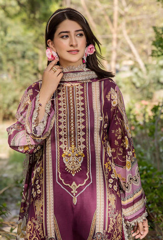 Adan's Libas Jasmine Unstitched Lawn Collection- Wine Suit