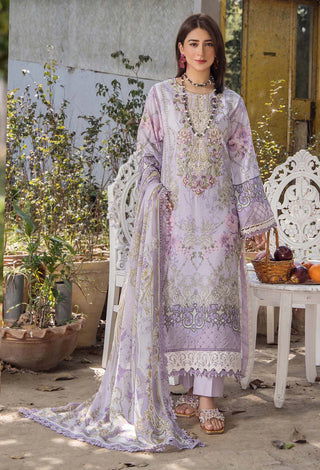 Adan's Libas Jasmine Unstitched Lawn- Lavender Suit