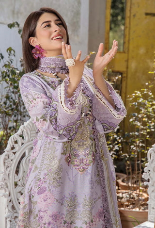 Adan's Libas Jasmine Unstitched Lawn- Lavender Suit
