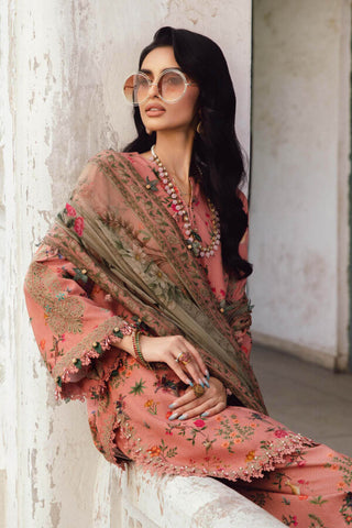 Maria B M Print Fall Winter Collection -Peach Suit
