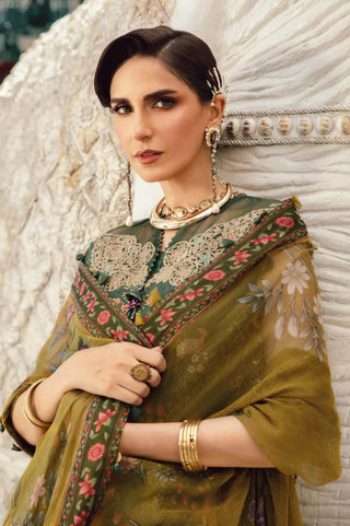 Maria B M Print Fall Winter Collection -Mehendi Green Suit