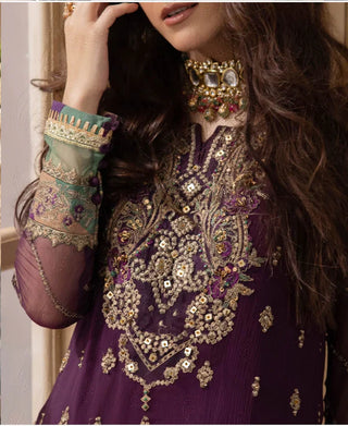 Charizma Dastan-E-Jashan Luxury Chiffon Collection -Wine Suit