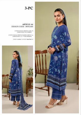 Premium Hania by Binaas- Blues Lawn Suit