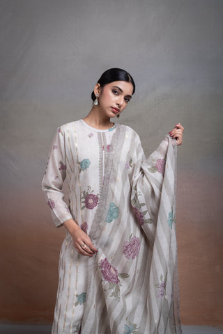 Siron C Mal Jacquard Collection -Off White Green Suit