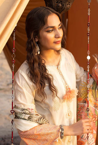 Adan Libas Embroidered Lawn Collection -Creme Suit