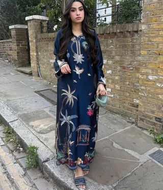 Siron C Designed Printed Cotton Co-od Set Collection -Navy Blue Suit