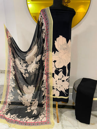 Siron C Digital Crepe Printed-Black Pink Multi Suit