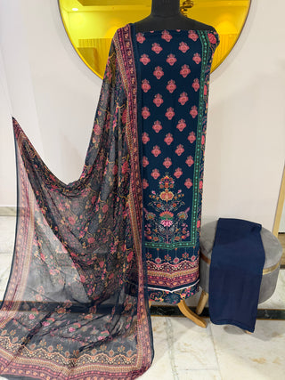 Crepe Digital Printed-Midnight Blue Suit