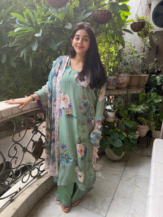 Mint Leheriya Crepe Suit – Stitched