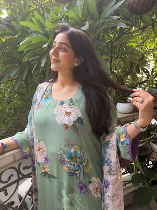 Mint Leheriya Crepe Suit – Stitched