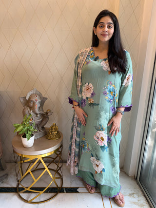 Mint Leheriya Crepe Suit – Stitched