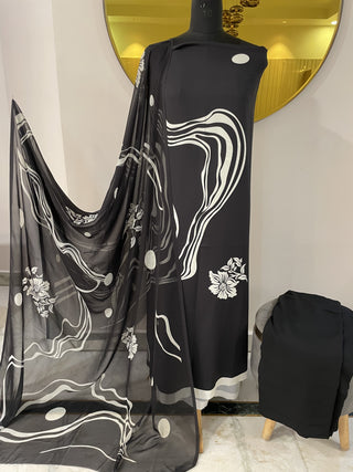 Siron C Printed Crepe Suit Collection - Black  Suit