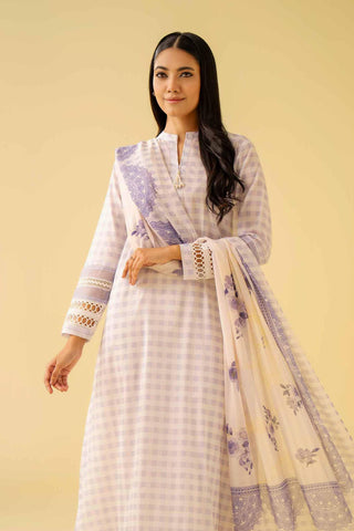 2 Piece Set in White and Lavender- Nishat Linen 2024 Collection