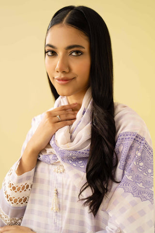 2 Piece Set in White and Lavender- Nishat Linen 2024 Collection