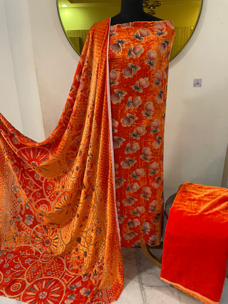 Pakistani Palachi Velvet Collection-Orange Suit