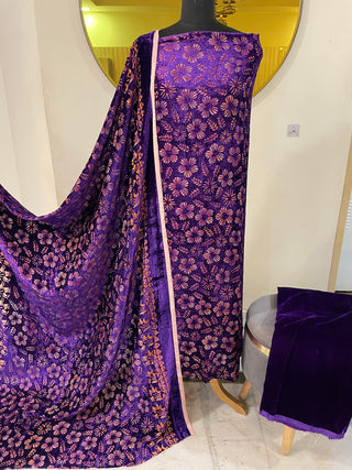 Pakistani Palachi Velvet Collection-Bright Purple Suit