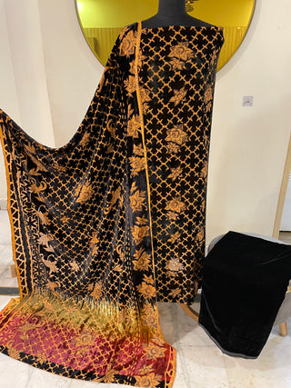Pakistani Palachi Velvet Collection-Burnt Brown Suit