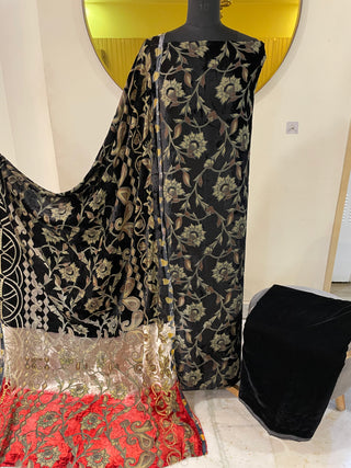 Pakistani Palachi Velvet Collection- Black Red Suit