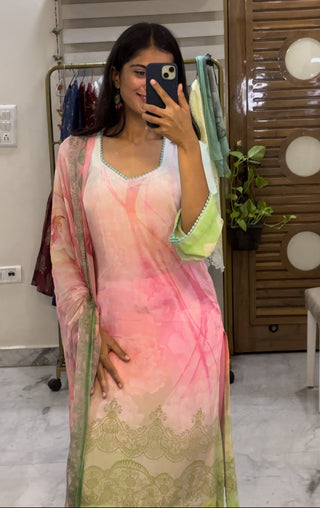 Cassata Crush Crepe Suit in Pink