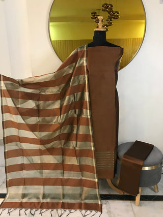 Siron.c Special Banarsi Silk Suits with South Silk Bottom & Striped Dupatta | Festive Collection