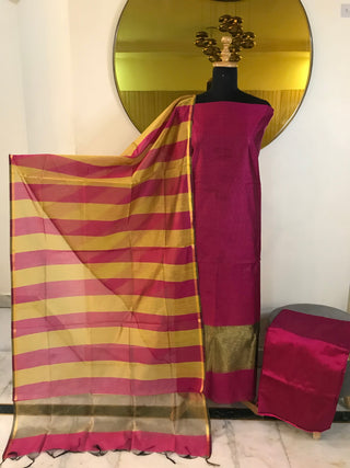 Siron.c Special Banarsi Silk Suits with South Silk Bottom & Striped Dupatta | Festive Collection