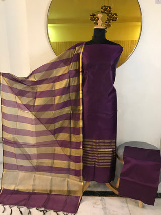 Siron.c Special Banarsi Silk Suits with South Silk Bottom & Striped Dupatta | Festive Collection