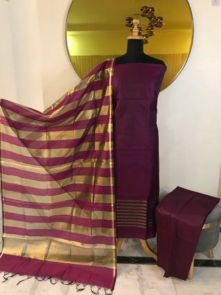 Siron.c Special Banarsi Silk Suits with South Silk Bottom & Striped Dupatta | Festive Collection