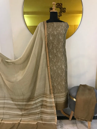Maheshwari Cotton Printed-Light Brown Suit