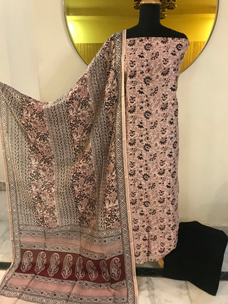 Maheshwari Cotton Printed-Creme Brown Suit
