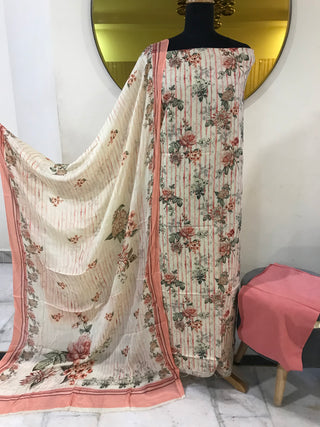 Siron C Cotton Rubia Digital Printed Collection-Creme Pink Suit
