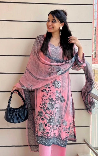 Blush Crepe Suit in Peach- Stitched