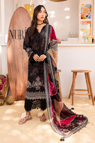 Nureh Gardenia Embroidered Collection-Black Suit