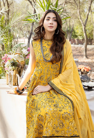 Adan Libas Embroidered Lawn Collection -Mustard Suit