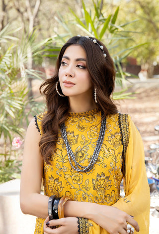 Adan Libas Embroidered Lawn Collection -Mustard Suit