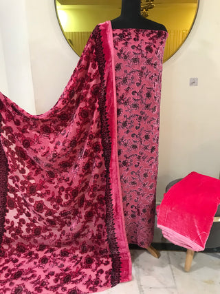Pakistani Palachi Velvet Collection-Pink Suit