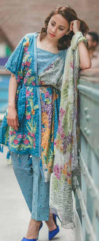 Rangrasiya Carnation Embroidered Lawn Collection -Blue Suit