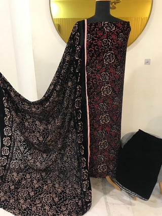 Pakistani Palachi Velvet Collection-Deep Brown Red Suit