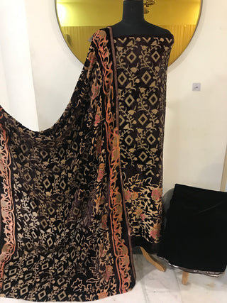 Pakistani Palachi Velvet Collection- Deep Brown Suit