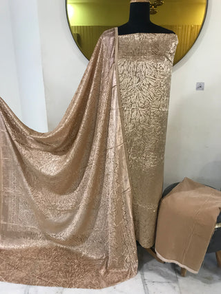 Palachi Velvet Pakistani Style- Beige Suit
