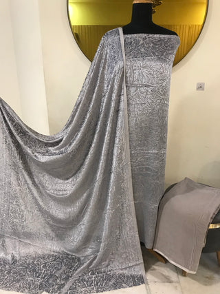 Palachi Velvet Pakistani Style- Steel Grey Suit
