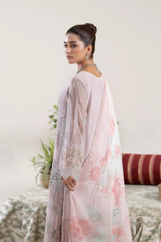 ZA Clothes Luxury Chiffon Semi Stitched Collection- Onion Pink