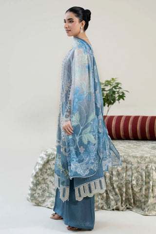 ZA Clothes Luxury Chiffon Semi Stitched Collection - Blue Grey Suit
