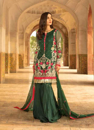 Adan Mah e Rooh Luxury Chiffon  Collection -Bottle Green Suit