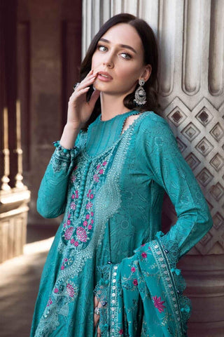 Maria B Linen Winter Collection- Sea Green Suit