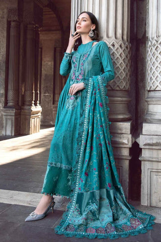 Maria B Linen Winter Collection- Sea Green Suit